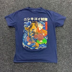 Threadless The Cat & The Koi Navy Blue T-Shirt M